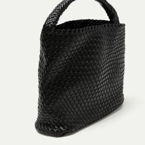 Braided Faux-Leather Tote Bag