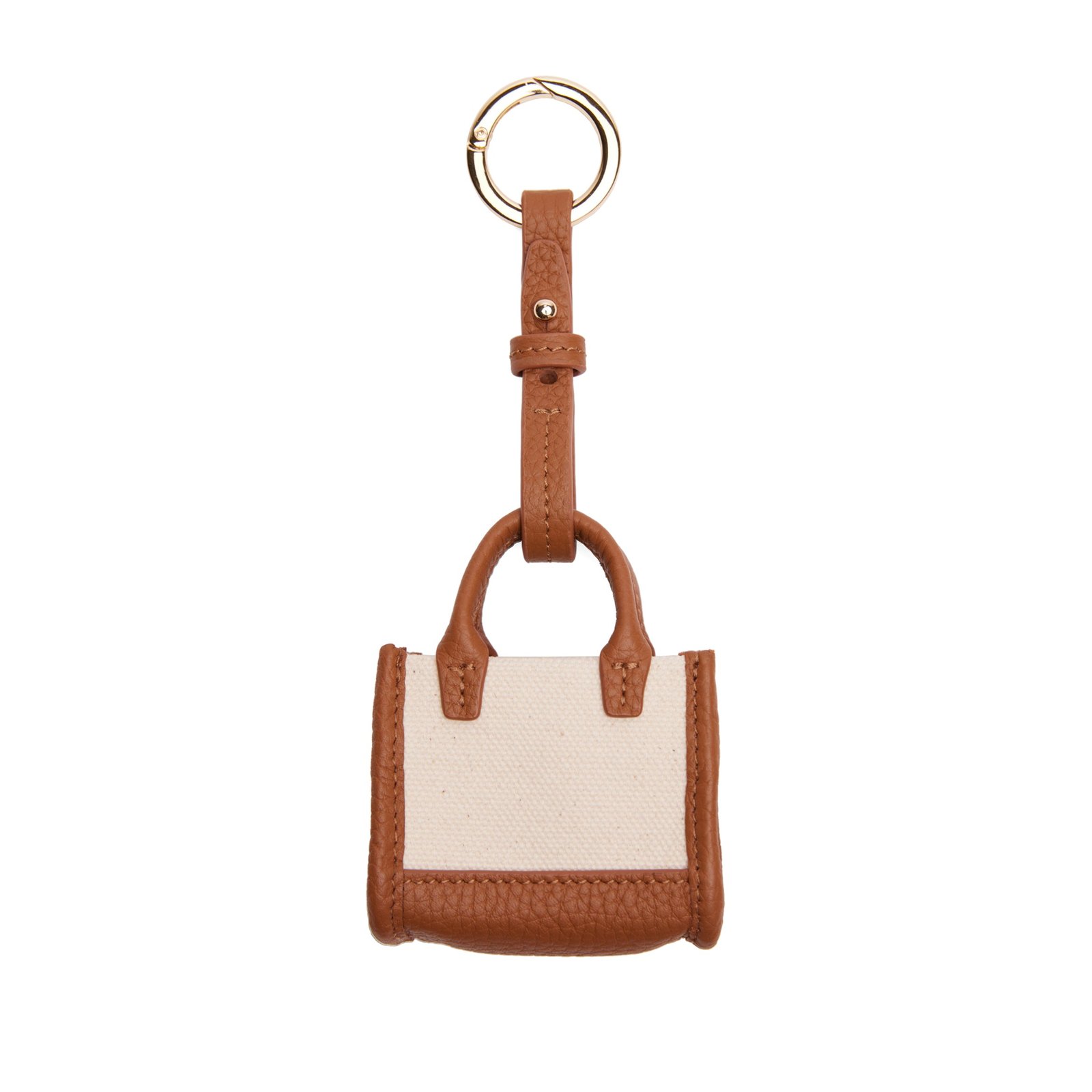 083-454-1_2dcce478-b768-470f-b44c-b423aa0ac3ea.jpg Styles Wish Kress Itty Bitty Bag Charm Natural Canvas/Saddle Brown - Image 1